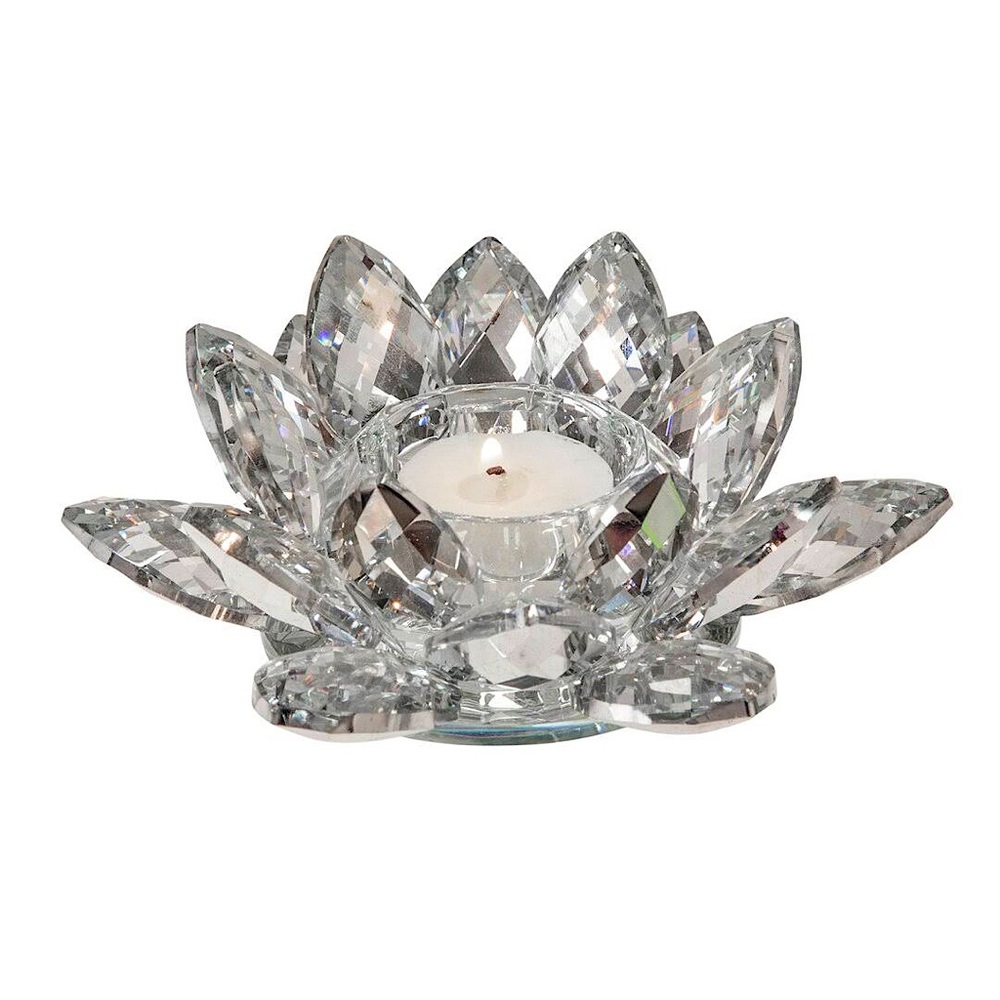 Crystal tea light holder shiny silver mirrored stunning luxury candle decor